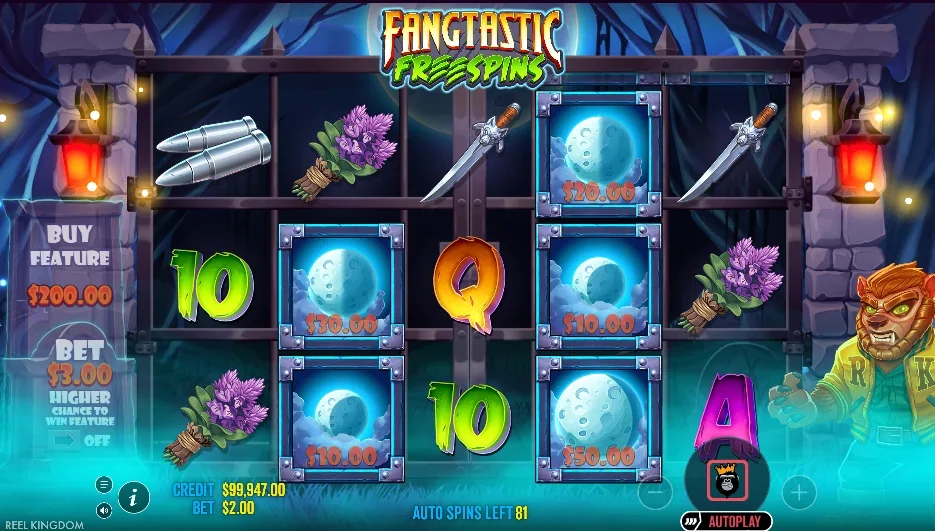 Fangtastic freespins slot game screenshot