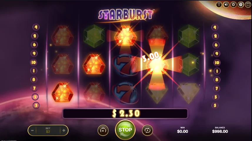 Starburst slot game screenshot