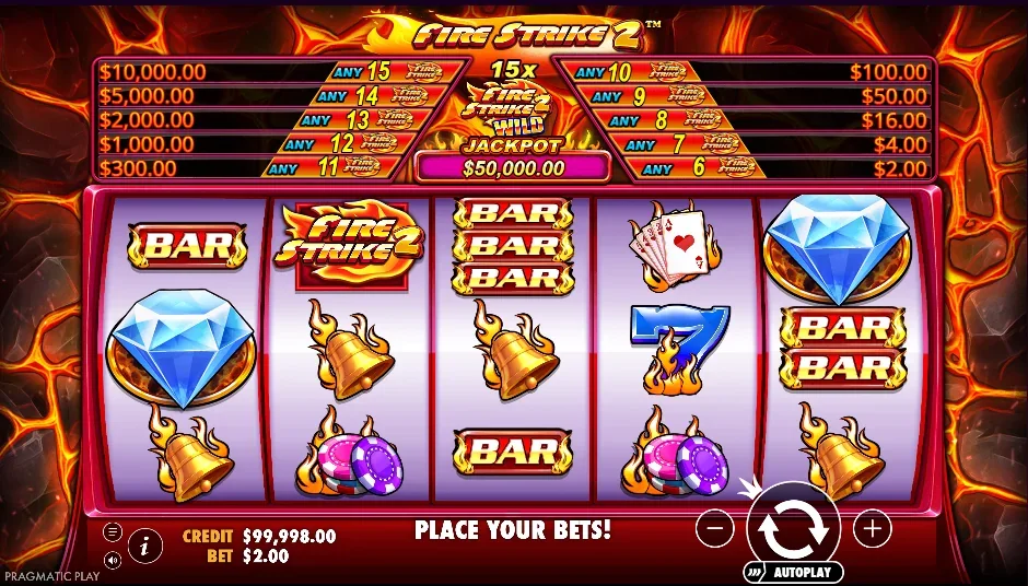 Fire strike 2 slot game screenshot