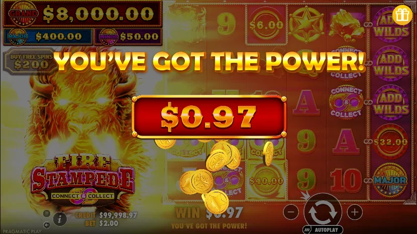 Fire stampede slot game screenshot