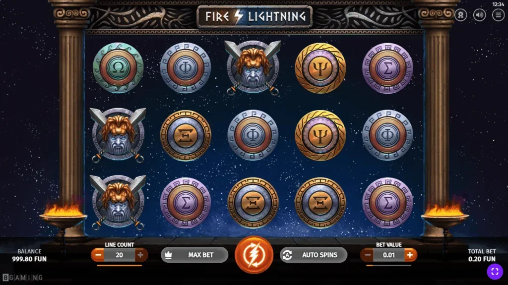 Fire lightning slot game screenshot