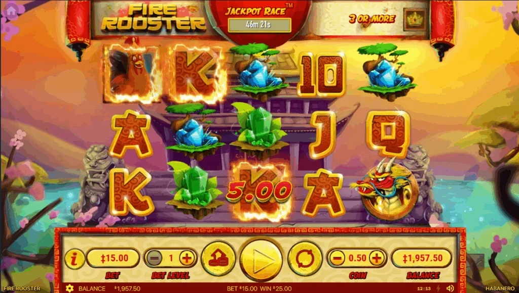 Fire rooster slot features and rtp