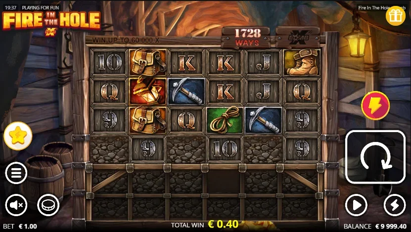 Fire in the hole xbomb slot game screenshot