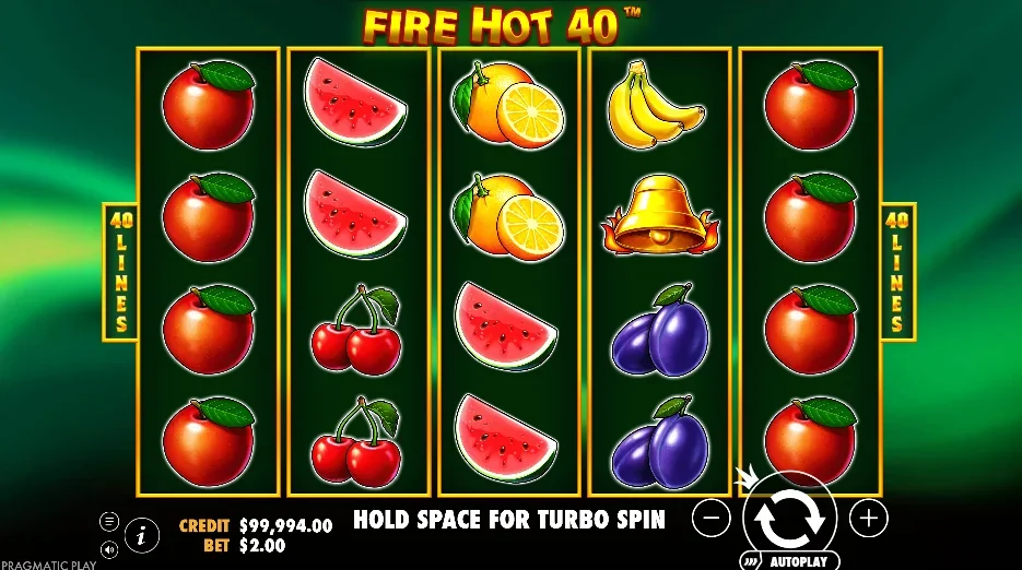 Fire hot 40 slot game screenshot