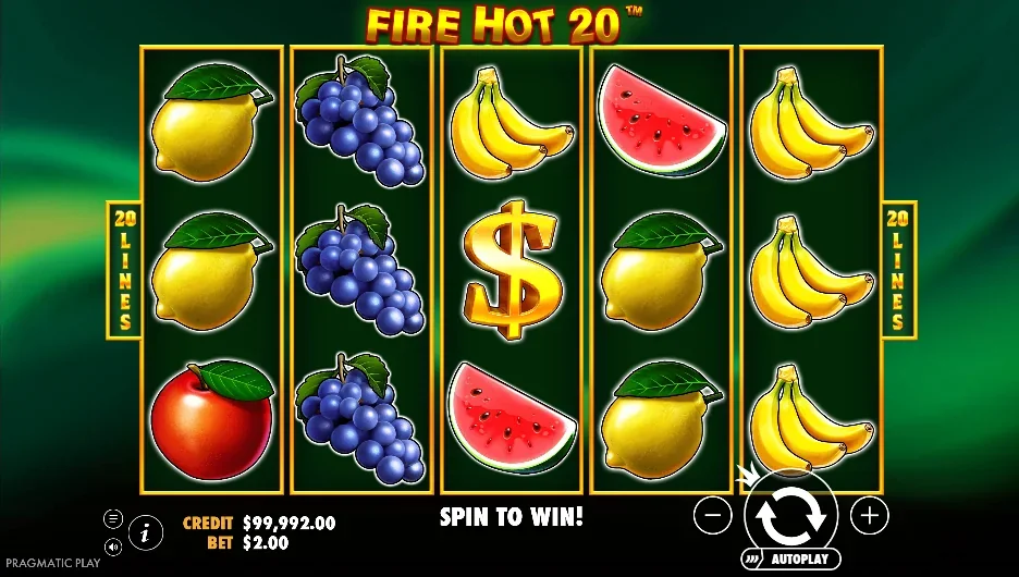 Fire hot 20 slot game