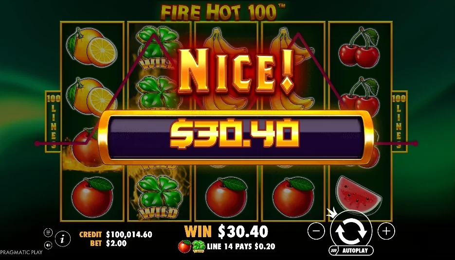 Fire hot 100 slot features and rtp