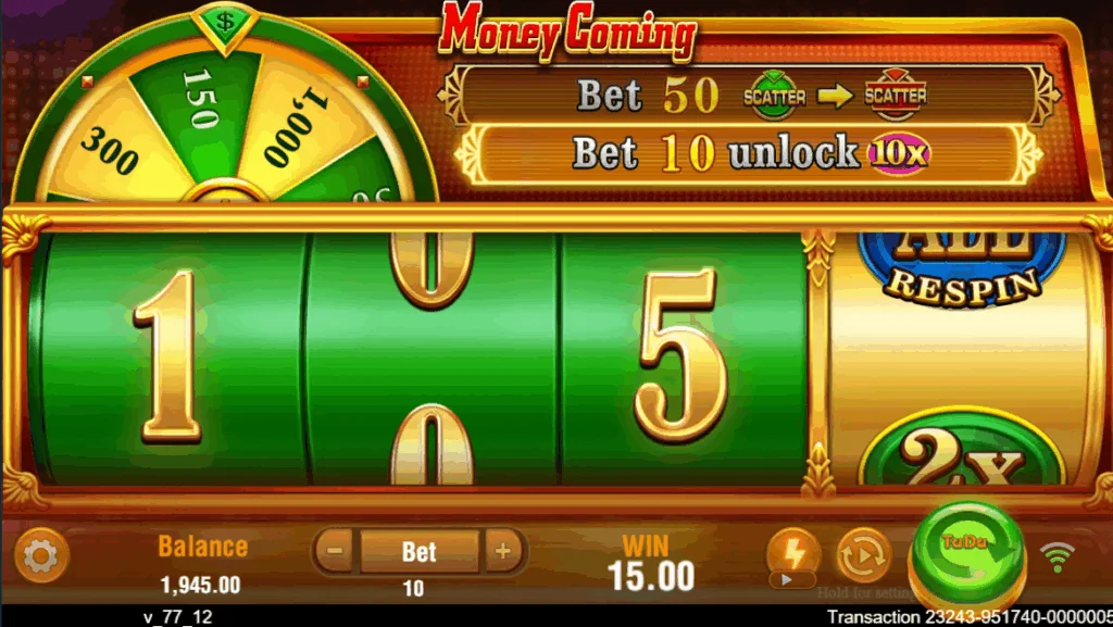 Money Coming slot game screenshot