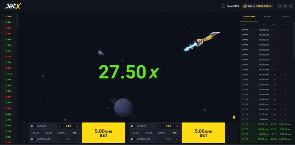 JetX slot game screenshot