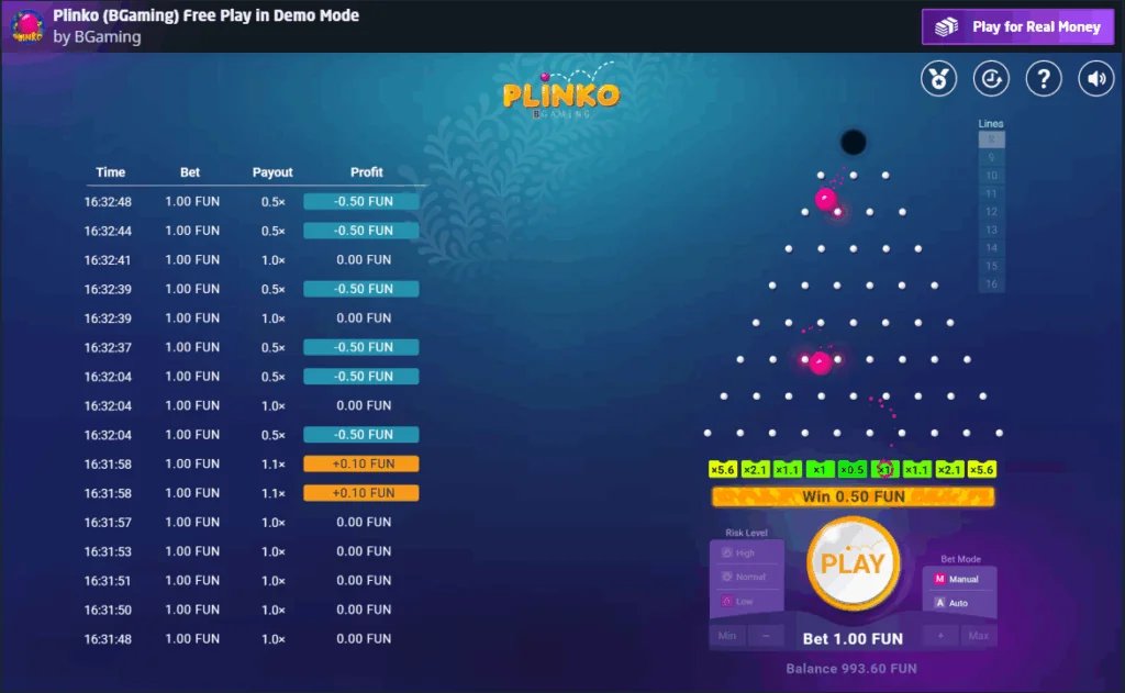 Plinko slot game