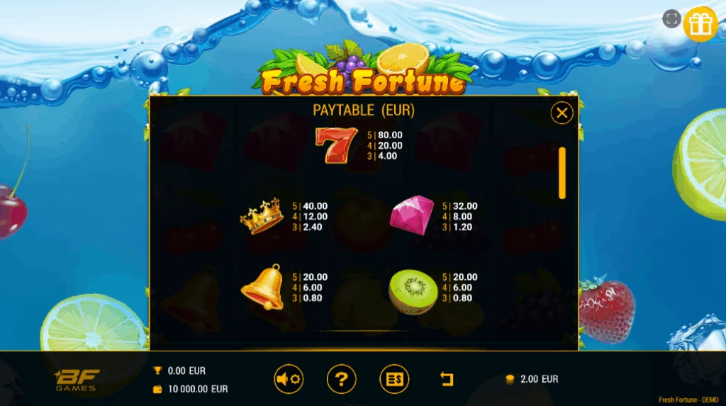 how to play Fresh Fortune slot game