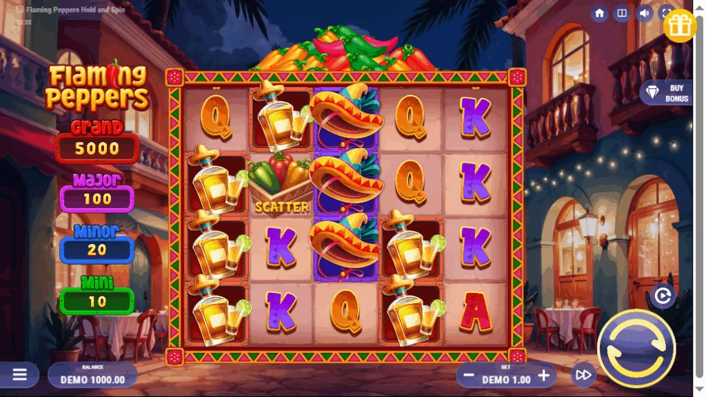 Flaming Peppers Hold And Spin demo gameplay