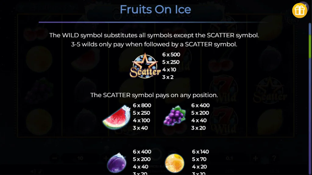 how to play Fruits On Ice slot game