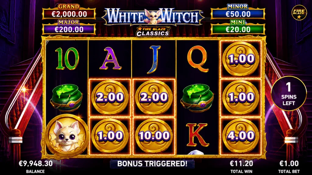 Fire Blaze White Witch slot features and rtp