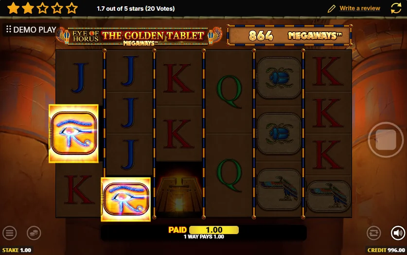Eye of horus the golden tablet megaways slot game