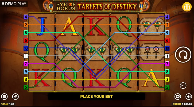 Eye of Horus Tablets of Destiny slot features and rtp