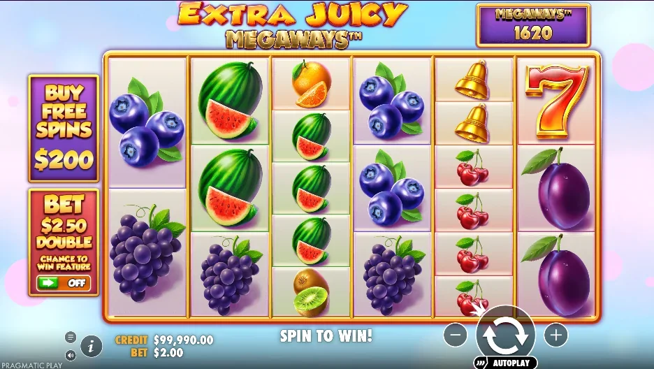 Extra juicy megaways slot game screenshot