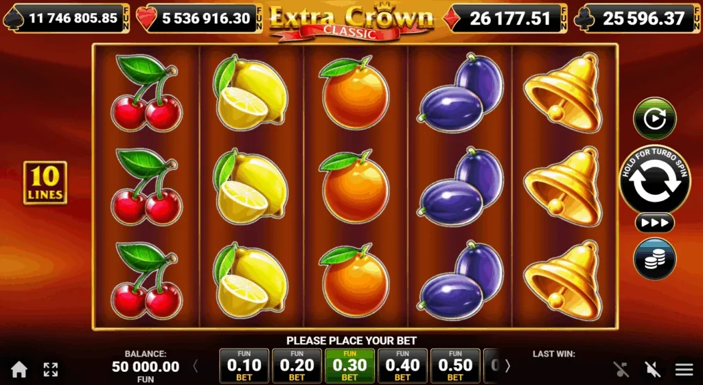 Extra crown classic slot game screenshot