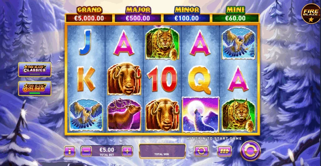 Fire blaze tundra wolf slot game screenshot