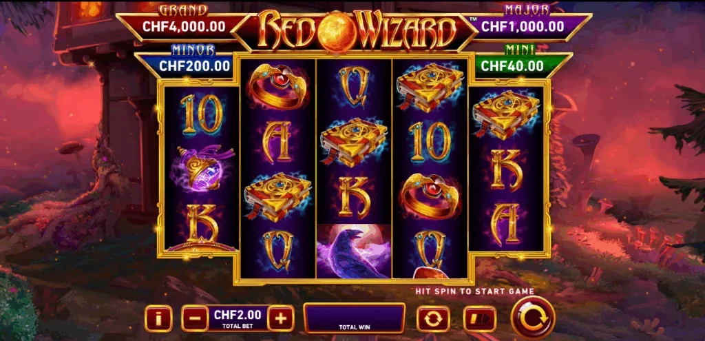 Fire blaze red wizard slot game screenshot