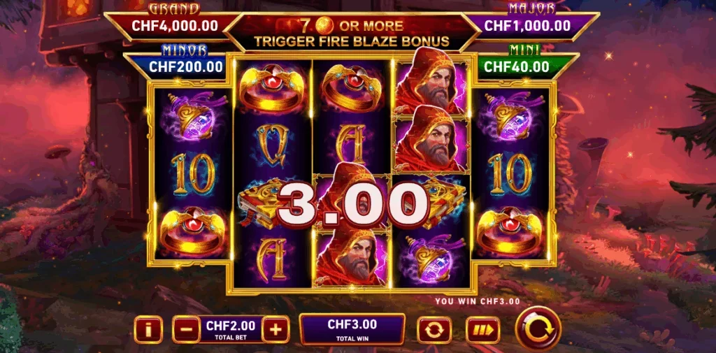 Fire blaze red wizard slot game