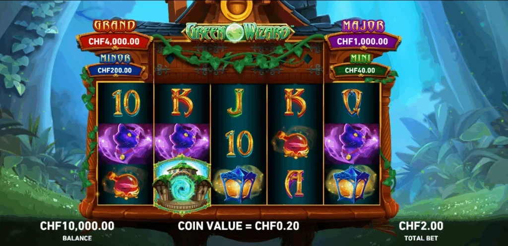 Fire blaze green wizard slot game screenshot