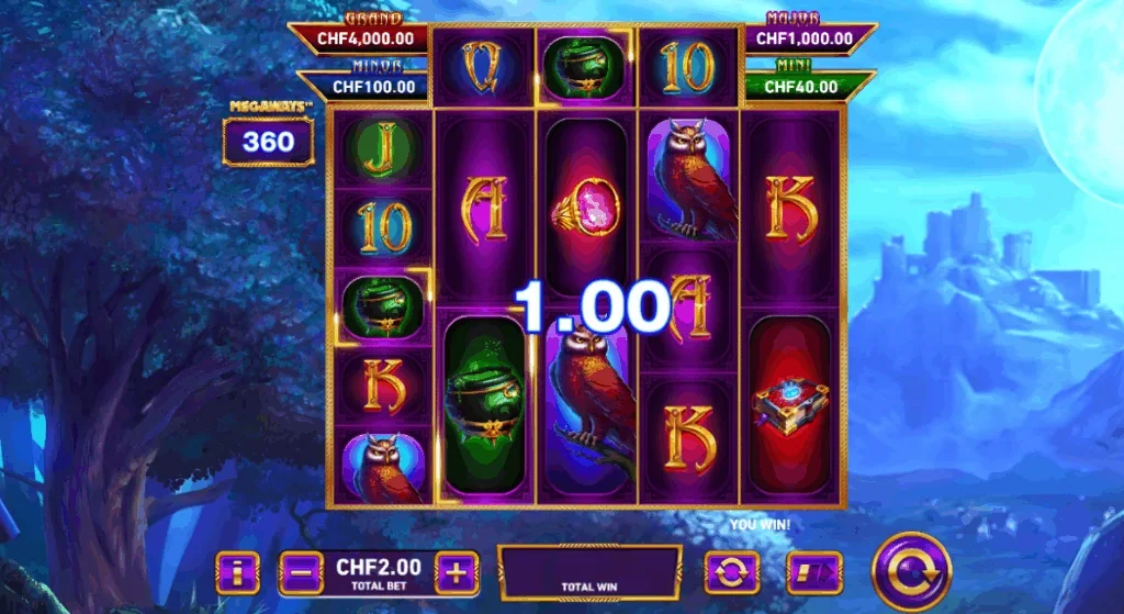 Fire blaze blue wizard megaways slot game screenshot