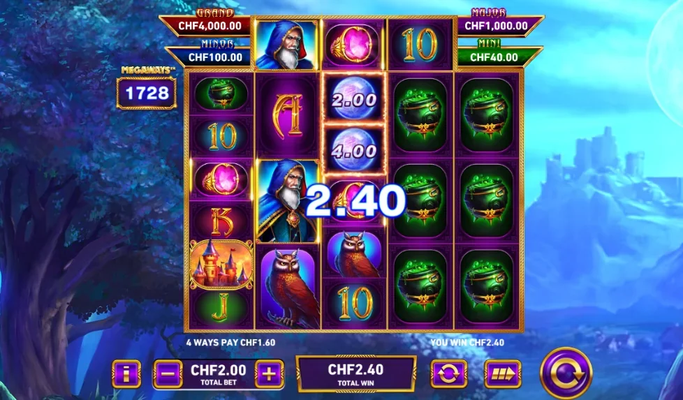Fire blaze blue wizard megaways slot features and rtp