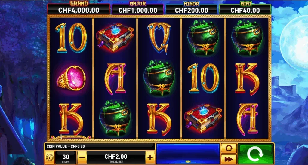 Fire blaze blue wizard slot game screenshot