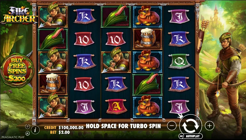 Fire archer slot game screenshot