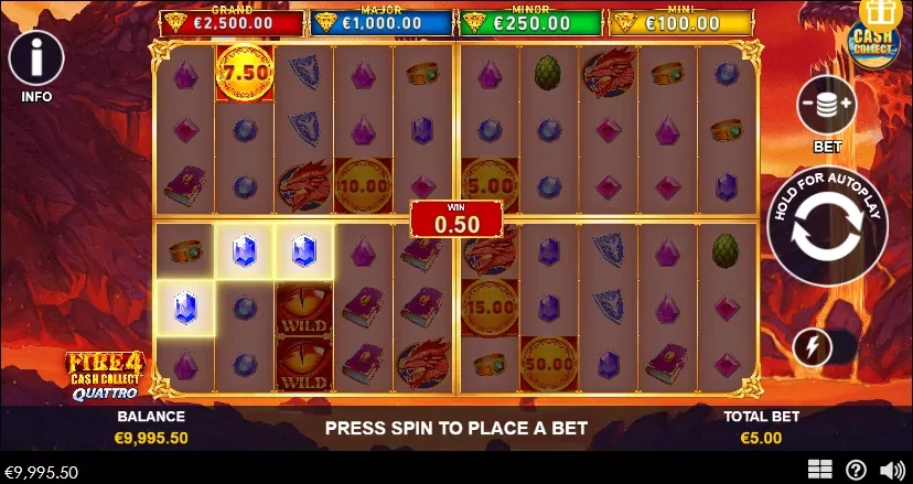 Fire 4 cash collect quattro slot game screenshot