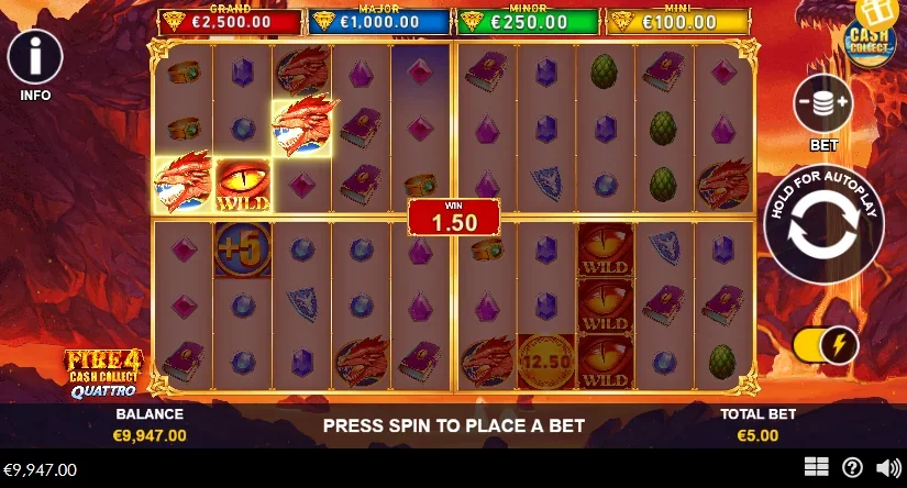 Fire 4 cash collect quattro demo gameplay how to play