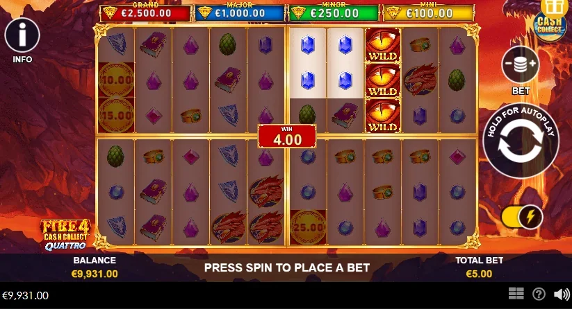 Fire 4 cash collect quattro slot game