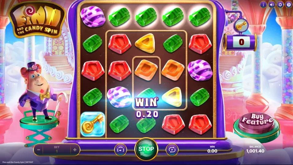 Finn and the candy spin slot features and rtp