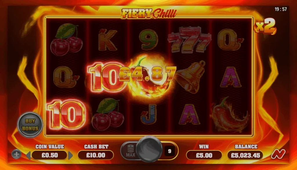 Fiery chilli slot game screenshot
