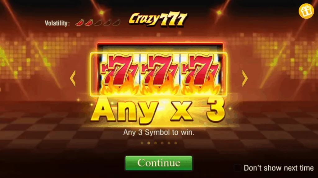 Crazy 777 slot game screenshot