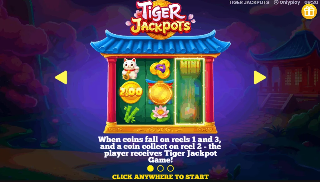 Tiger Jackpots slot game screenshot