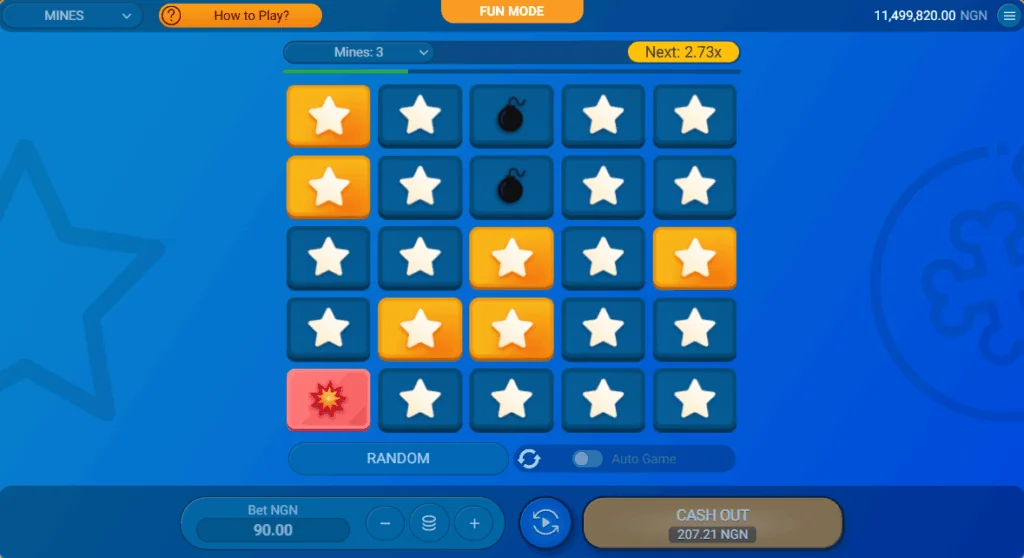Mines slot game screenshot
