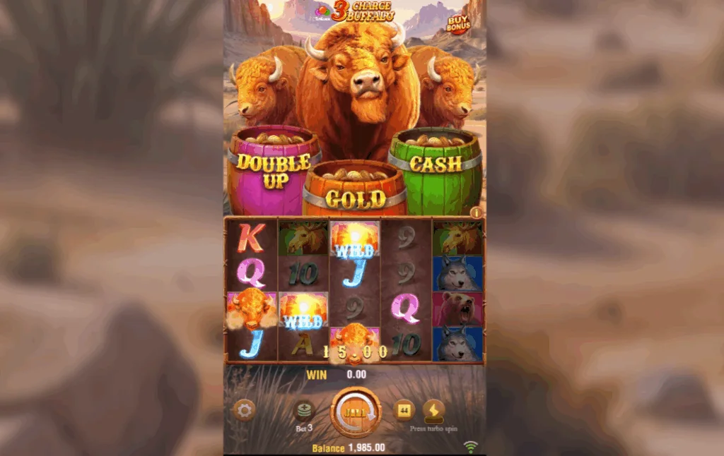 3 Charge Buffalo slot features and rtp