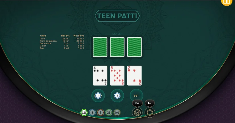 Teen Patti slot game screenshot