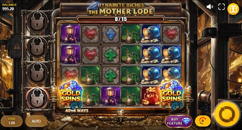 Dynamite Riches The Mother Lode slot features and rtp