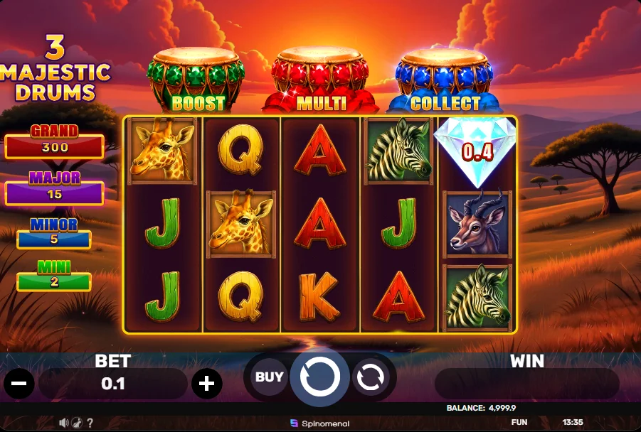 3 Majestic Drums slot game screenshot