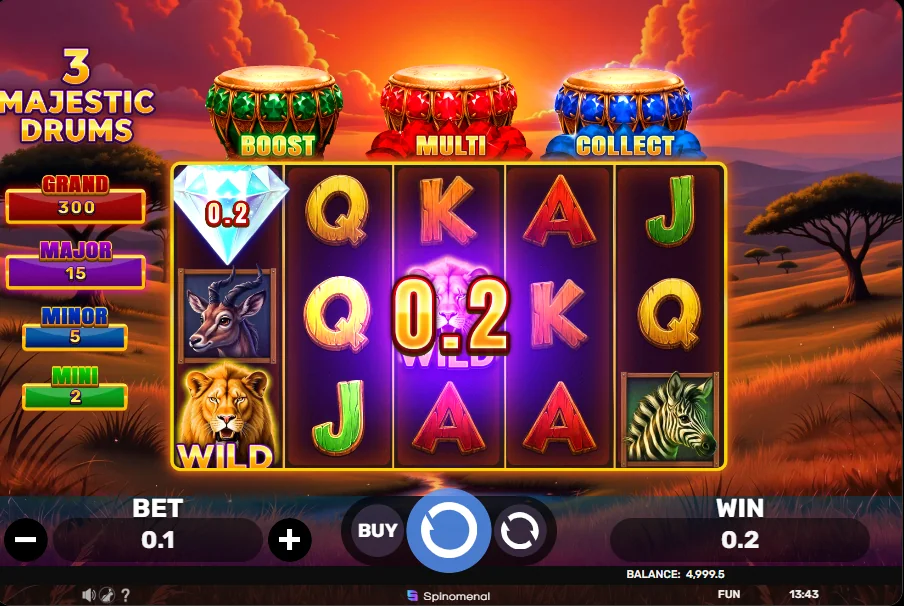 3 Majestic Drums slot features and rtp