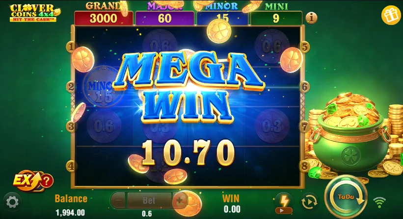 Clover Coins 4x4 slot features and rtp