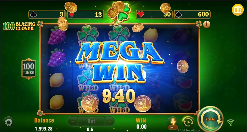 100 Blazing Clover slot features and rtp