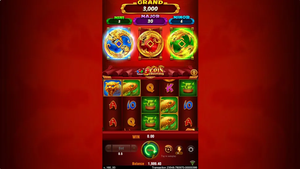 3 Coin Treasures slot game screenshot