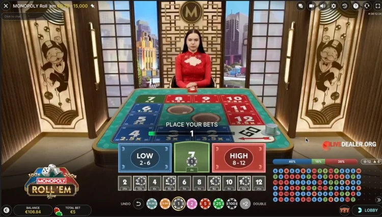 MONOPOLY Roll 'em slot game screenshot