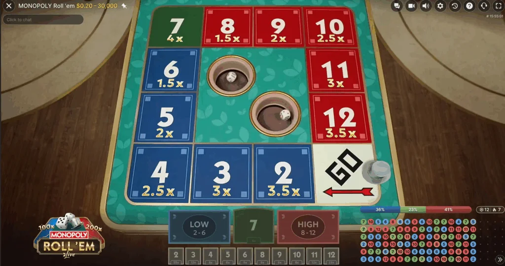 MONOPOLY Roll 'em slot features and rtp