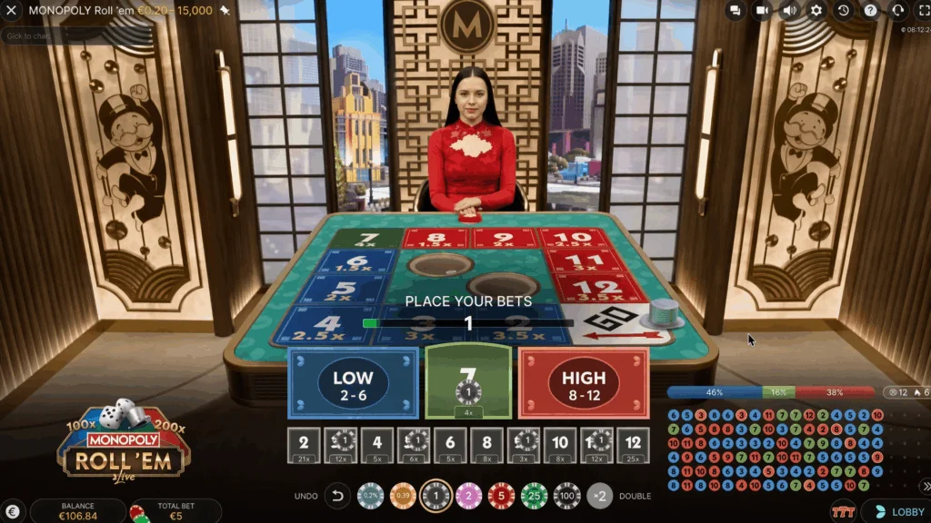 MONOPOLY Roll 'em slot game screenshot