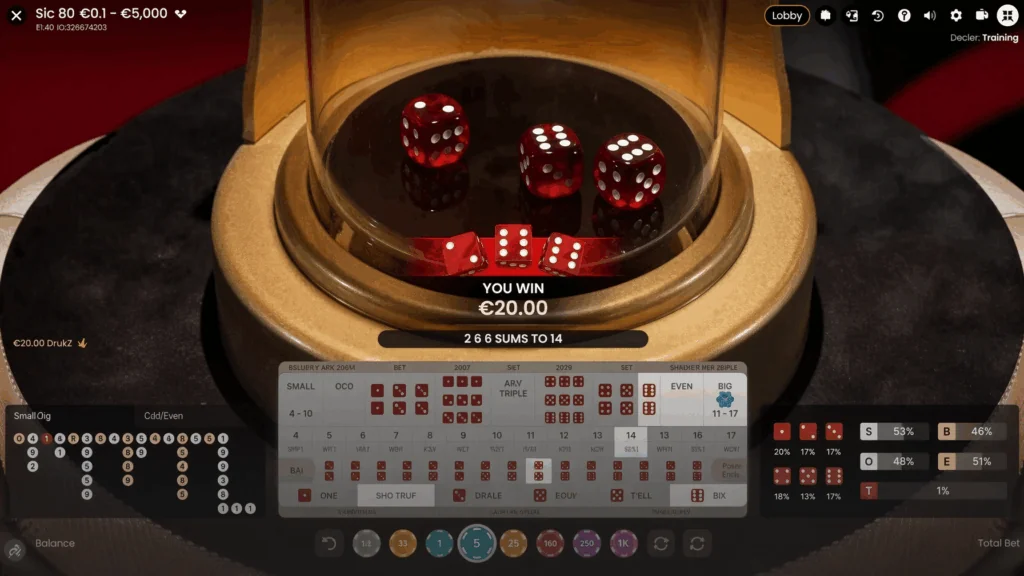 Sic Bo demo gameplay how to play