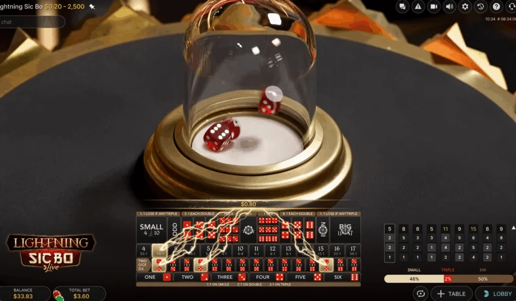 how to play Lightning Sic Bo game
